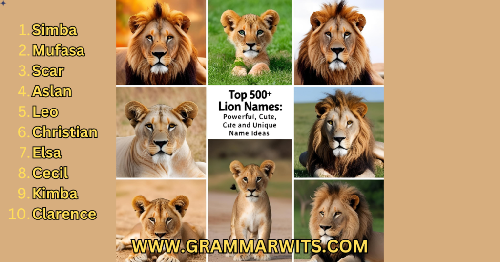 Unique Lions Names With Deep Meanings